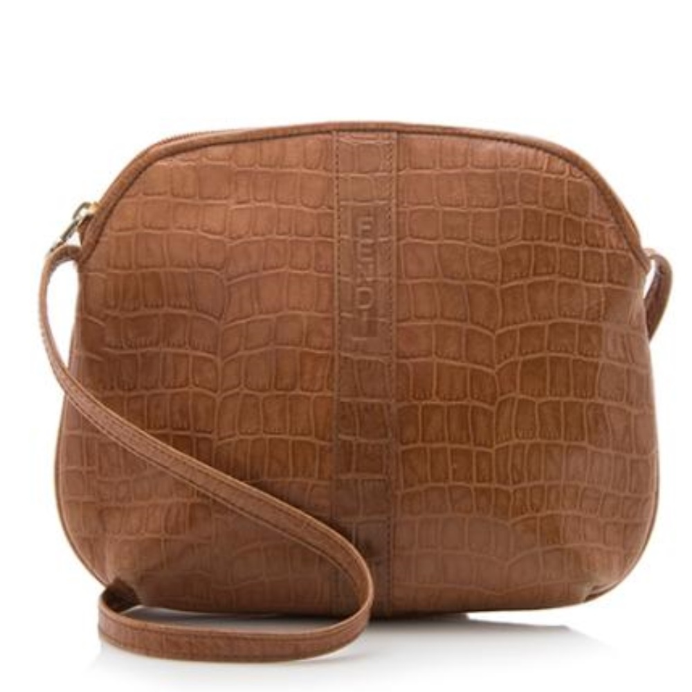 Fendi Vintage Croc Embossed Crossbody Bag